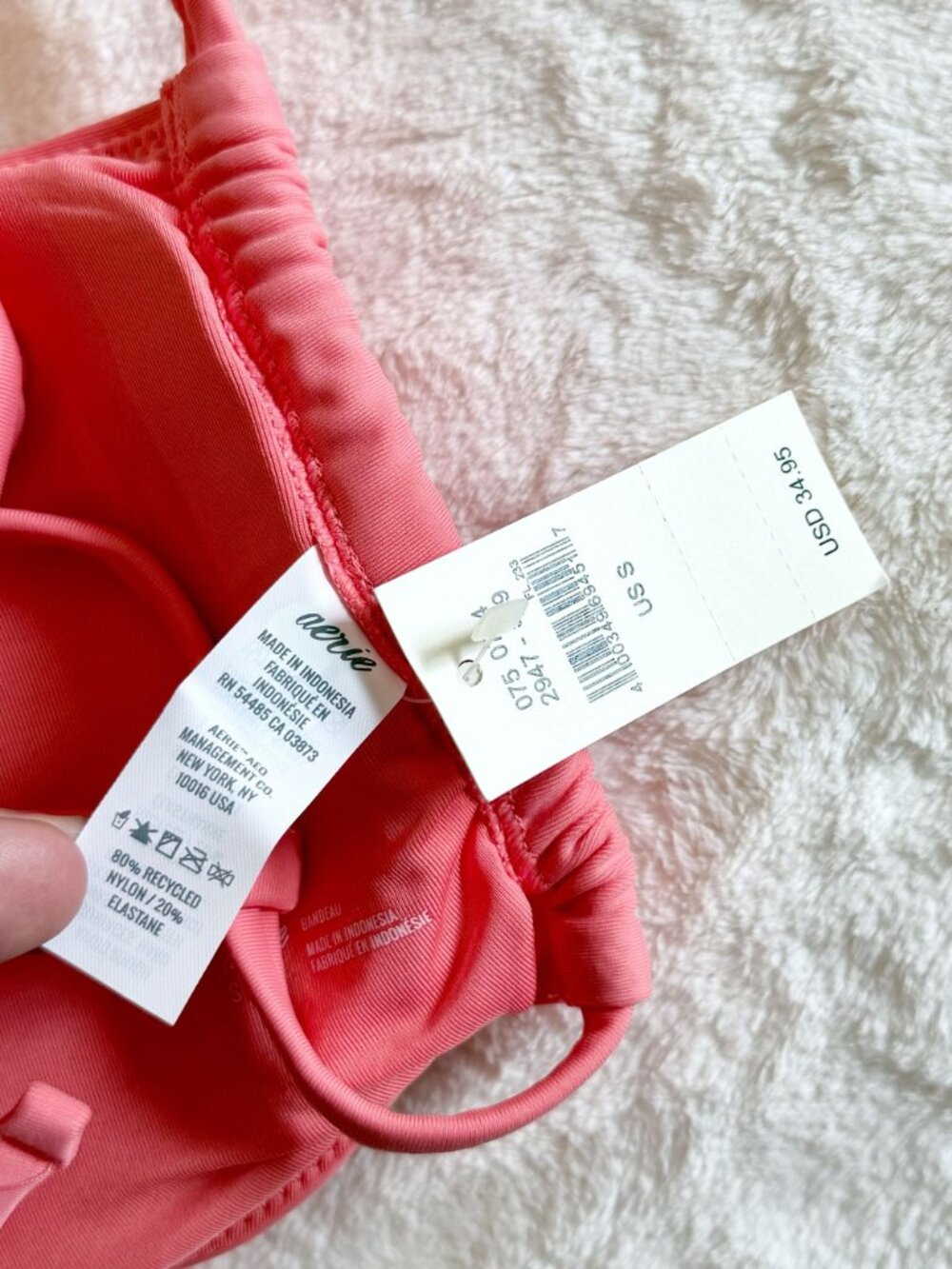 NWT Aerie Pink Coral Bandeau Ruched Bikini Top - Size: Small - Picture 3 of 10